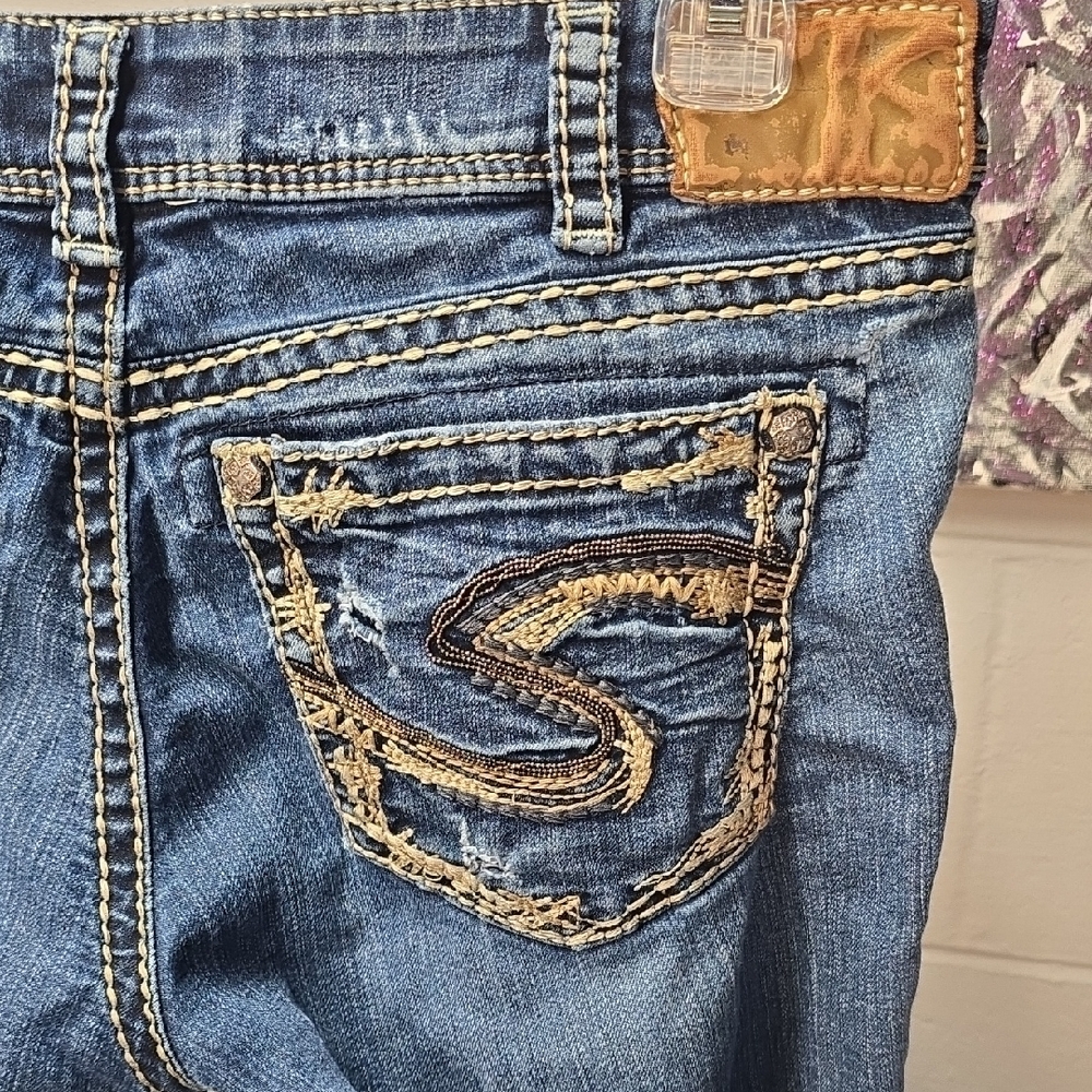 Silver Jeans Dark Blue Straight Leg Denim - Picture 10 of 14